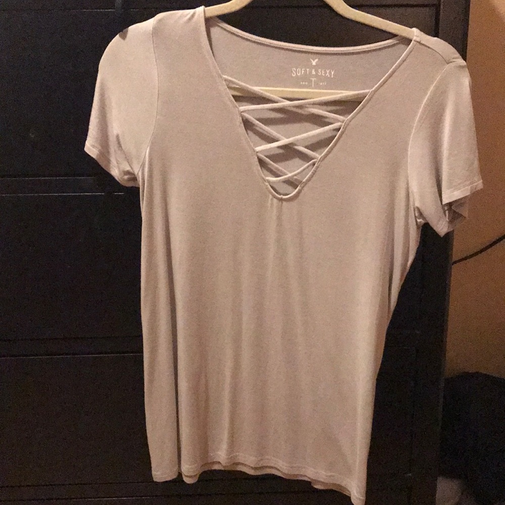 lace up american eagle tee . never worn